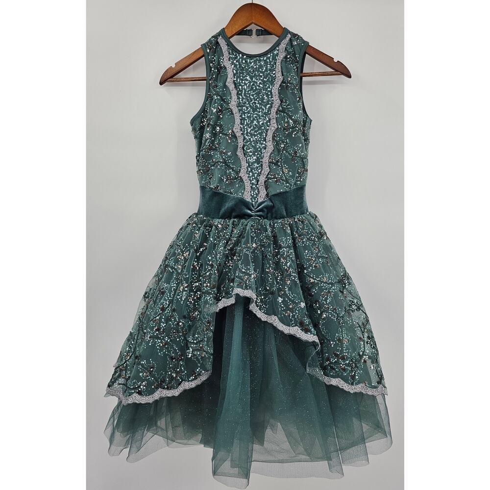 Children's Emerald Green Dance Costume Dress